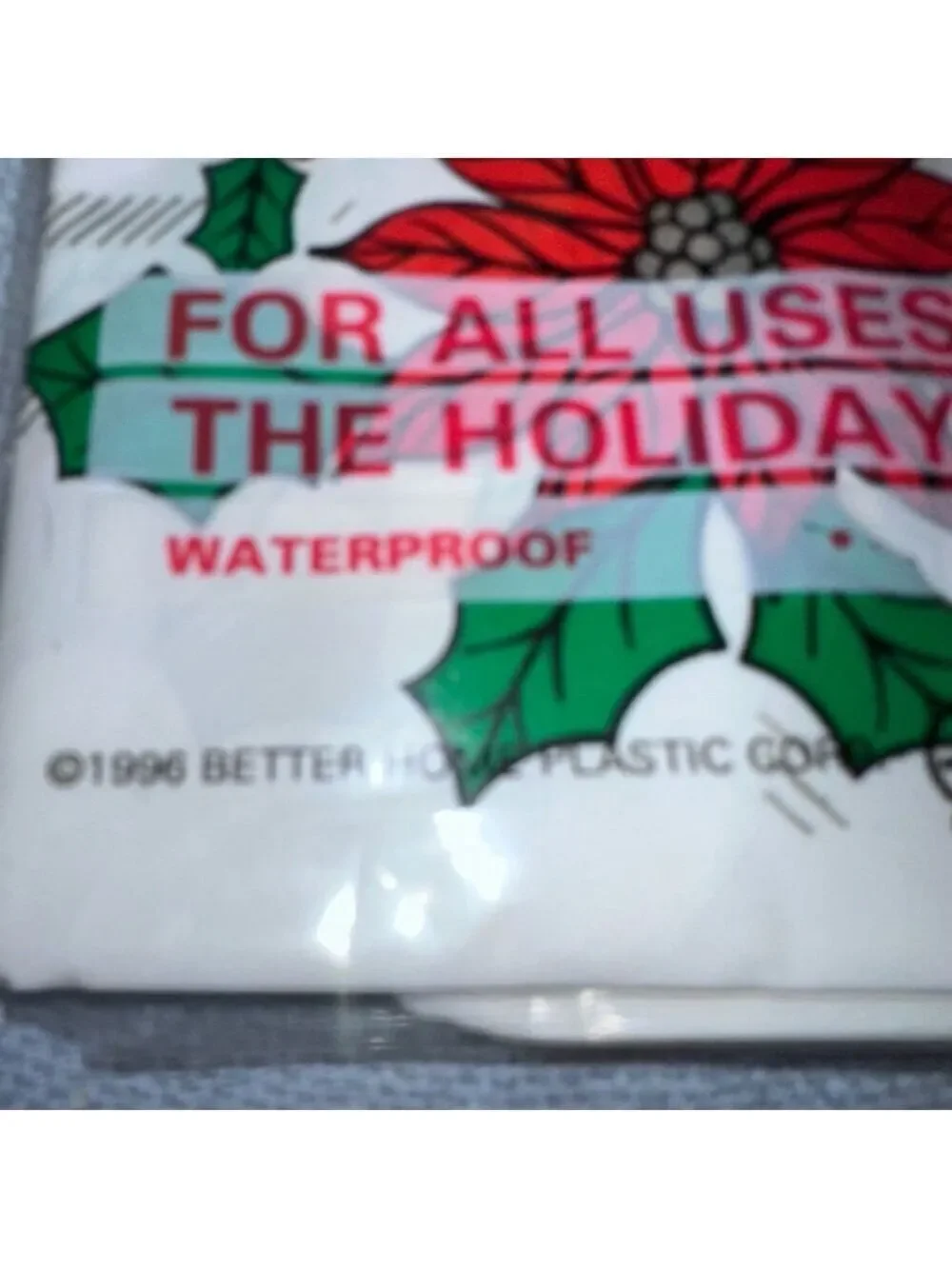 NOS Vintage 1996 Better Home Christmas Plastic Waterproof Tablecloth 52x70